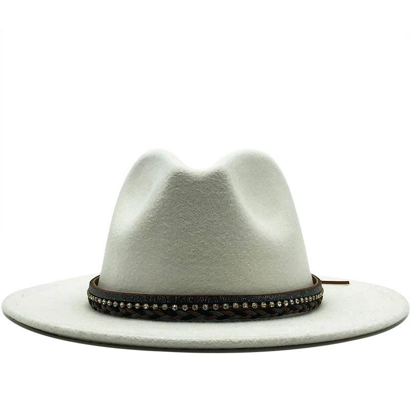 New Women Men Wool Fedora Hat With Leather Ribbon Gentleman Elegant Lady Winter Autumn Wide Brim Jazz Church Panama Sombrero Cap
New Women Men Wool Fedora Hat With Leather Ribbon Gentleman Elegant Lady Winter Autumn Wide Brim Jazz Church Panama Sombrero Cap