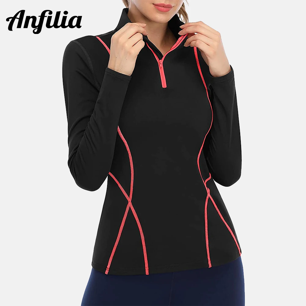 Anfilia Women's Thermal Sweatshirt Workout Tops Long Sleeve 1/4 Zip Pullover Collar Sports Shirts
Anfilia Women's Thermal Sweatshirt Workout Tops Long Sleeve 1/4 Zip Pullover Collar Sports Shirts
