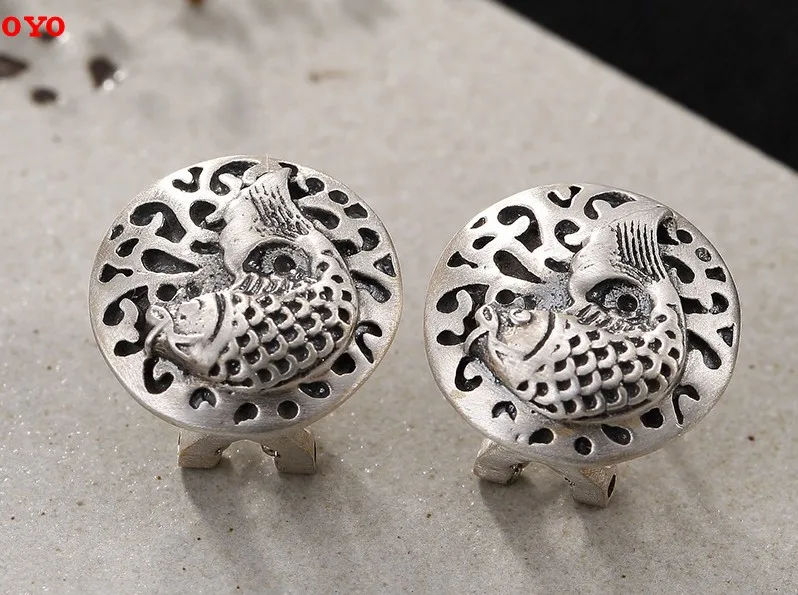 S990 pure silver matte color national wind relief carp retro simple sterling silver female earrings
S990 pure silver matte color national wind relief carp retro simple sterling silver female earrings