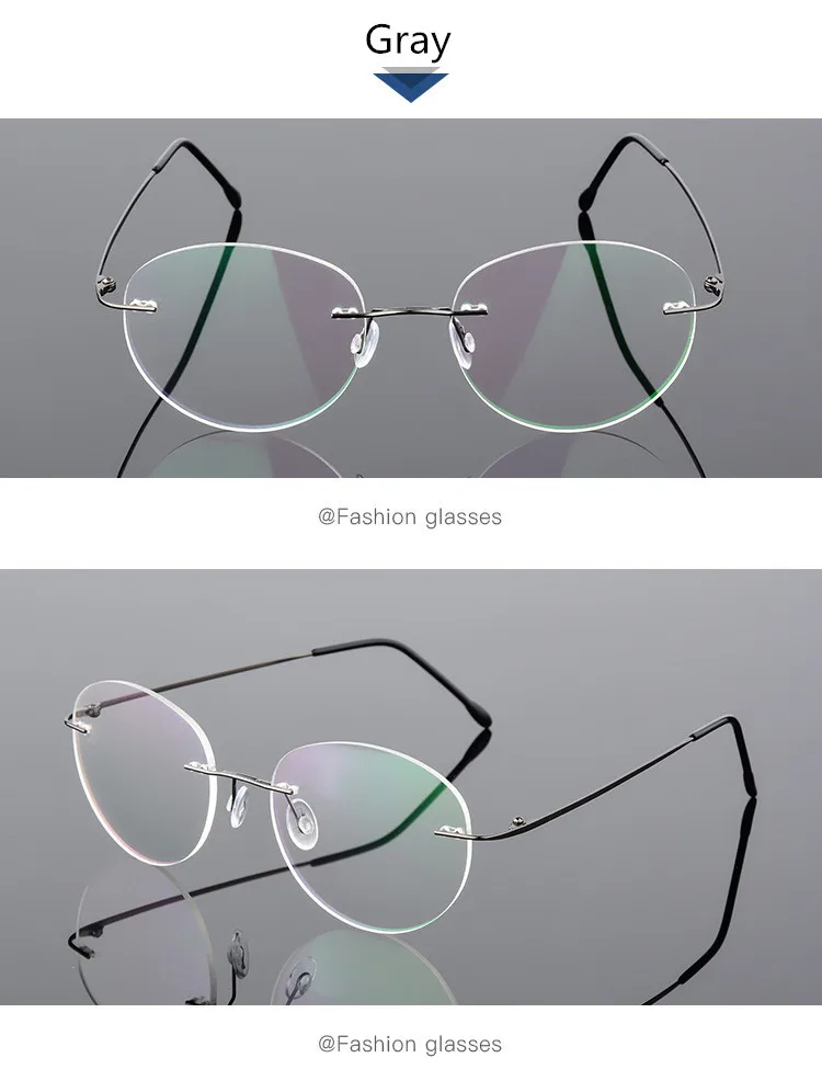 Titanium Alloy Framless owalne okulary dla osób z krótkowzrocznością wykończone kobiety mężczyźni ultralekki okulary korekcyjne bez oprawek 0 -0.5 -0.75 To -6.0 27 H8651f226e4eb4010a9a826347c3b2fbai