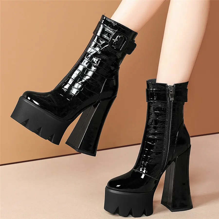 Winter High Top Shoes Women Genuine Leather High Heel Pumps Shoes Female Round Toe Chunky Platform Motorcycle Boots Casual Shoes
Winter High Top Shoes Women Genuine Leather High Heel Pumps Shoes Female Round Toe Chunky Platform Motorcycle Boots Casual Shoes