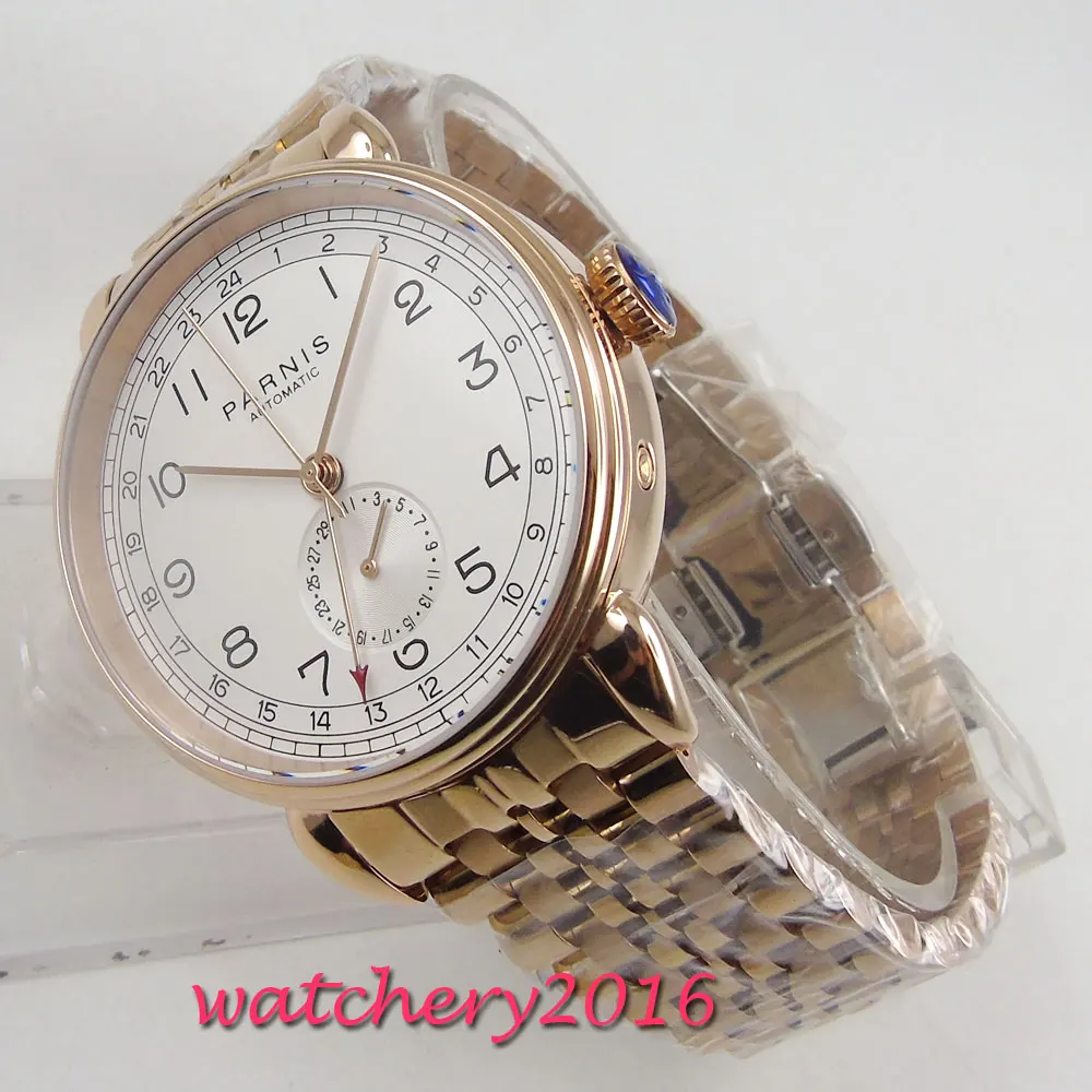 Top Brands Luxury 42mm PARNIS white dial rose golden steel date window st automatic mens watch
Top Brands Luxury 42mm PARNIS white dial rose golden steel date window st automatic mens watch