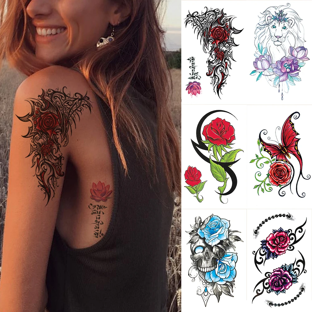 Waterproof Temporary Tattoo Sticker Rose Totem Henna Flash Tattoos Mermaid Butterfly Body Art Arm Fake Tatoo Women Men
Waterproof Temporary Tattoo Sticker Rose Totem Henna Flash Tattoos Mermaid Butterfly Body Art Arm Fake Tatoo Women Men
