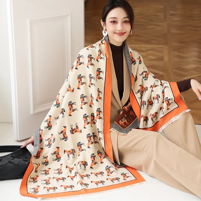 New Woman Fashion European And American Style Retro Horse Printing Imitation Cashmere Shawl Multifunction Decorate Warm Scarf
New Woman Fashion European And American Style Retro Horse Printing Imitation Cashmere Shawl Multifunction Decorate Warm Scarf