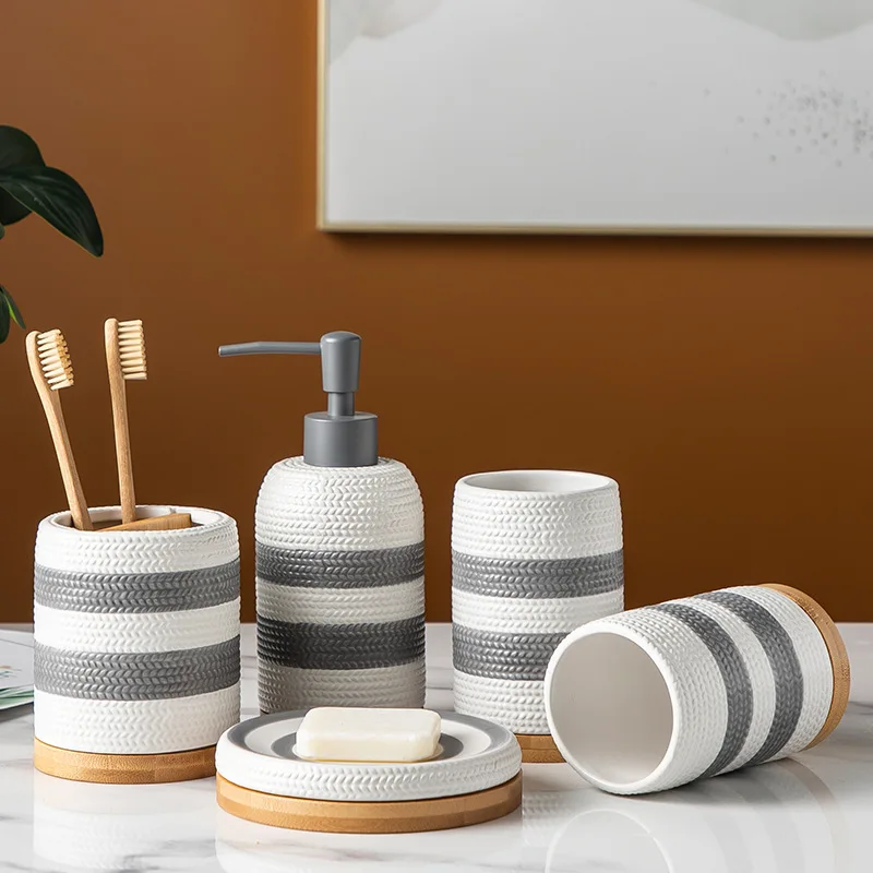 Hand-painted Stripes Bathroom Products Ceramic Toothbrush Holder Toothpaste Dispenser Household Storage Tray Bathroom Decoration
Hand-painted Stripes Bathroom Products Ceramic Toothbrush Holder Toothpaste Dispenser Household Storage Tray Bathroom Decoration
