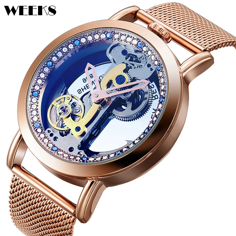 Rose Gold Metal Automatic Mechanical Watch for Men Transparent Dial Diamond Men's Wristwatch Selfwind Brown Leather Male Watches
Rose Gold Metal Automatic Mechanical Watch for Men Transparent Dial Diamond Men's Wristwatch Selfwind Brown Leather Male Watches