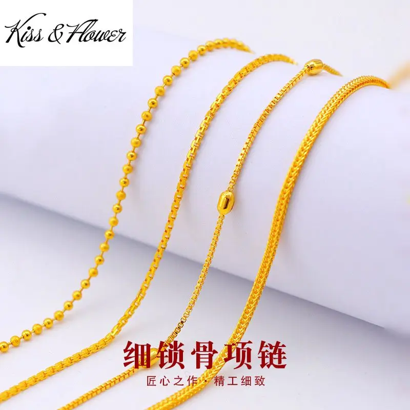 KISS&FLOWER NK33 Fine Jewelry Wholesale Fashion Woman Girl Birthday Wedding Gift Vintage 24KT Gold Thin Clavicle Chain Necklaces
KISS&FLOWER NK33 Fine Jewelry Wholesale Fashion Woman Girl Birthday Wedding Gift Vintage 24KT Gold Thin Clavicle Chain Necklaces