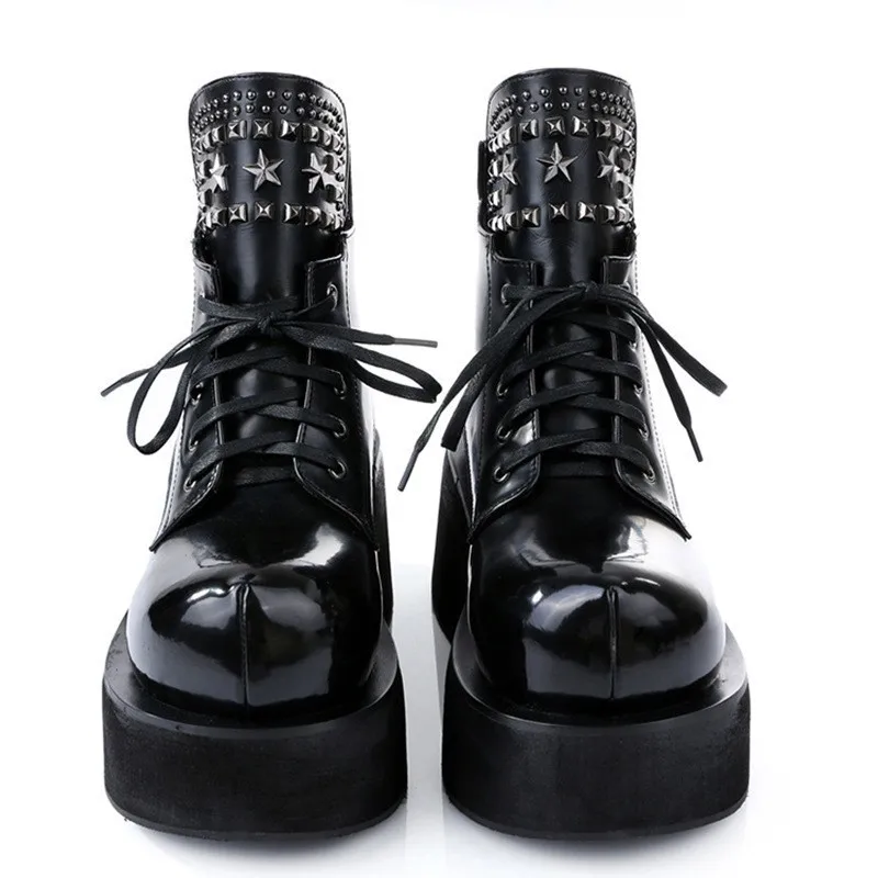 Fashion Women Lace Up Round Toe Thick Platform Shoes Gothic Rivet Ankle Boots High Top Genuine Leather Riding Boots Plus Size
Fashion Women Lace Up Round Toe Thick Platform Shoes Gothic Rivet Ankle Boots High Top Genuine Leather Riding Boots Plus Size