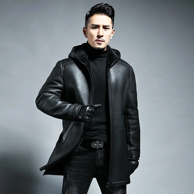 2021 New Mens Sheepskin Shearling Coat Long Hooded Black Jacket Winter Genuine Leather Thickened Fur Men Clothing
2021 New Mens Sheepskin Shearling Coat Long Hooded Black Jacket Winter Genuine Leather Thickened Fur Men Clothing