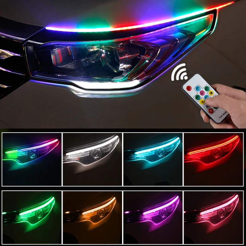 Универсальные гибкие дневные ходовые светильник ни RGB, 2 шт., многоцветные светодиодные ленты DRL, указатели поворота s для головного светильник
Универсальные гибкие дневные ходовые светильник ни RGB, 2 шт., многоцветные светодиодные ленты DRL, указатели поворота s для головного светильник