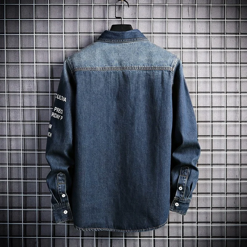 Autumn Mens Spring Long Sleeve Denim Shirt Safari Cowboy Tops Single Breasted Pocket Cargo Shirts Casual Jeans Camisa Streetwear
Autumn Mens Spring Long Sleeve Denim Shirt Safari Cowboy Tops Single Breasted Pocket Cargo Shirts Casual Jeans Camisa Streetwear