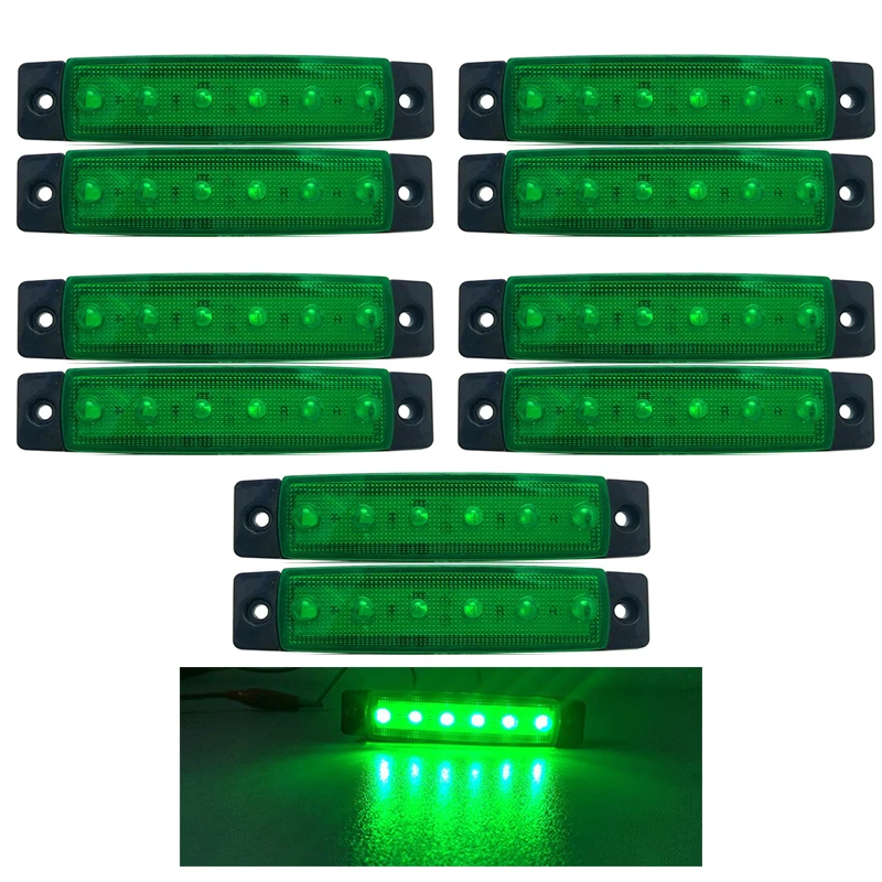 10Pcs Green 12V 24V 6LED Side Marker Light Turn Signal Clearance Light Side Light For Truck Trailer
10Pcs Green 12V 24V 6LED Side Marker Light Turn Signal Clearance Light Side Light For Truck Trailer