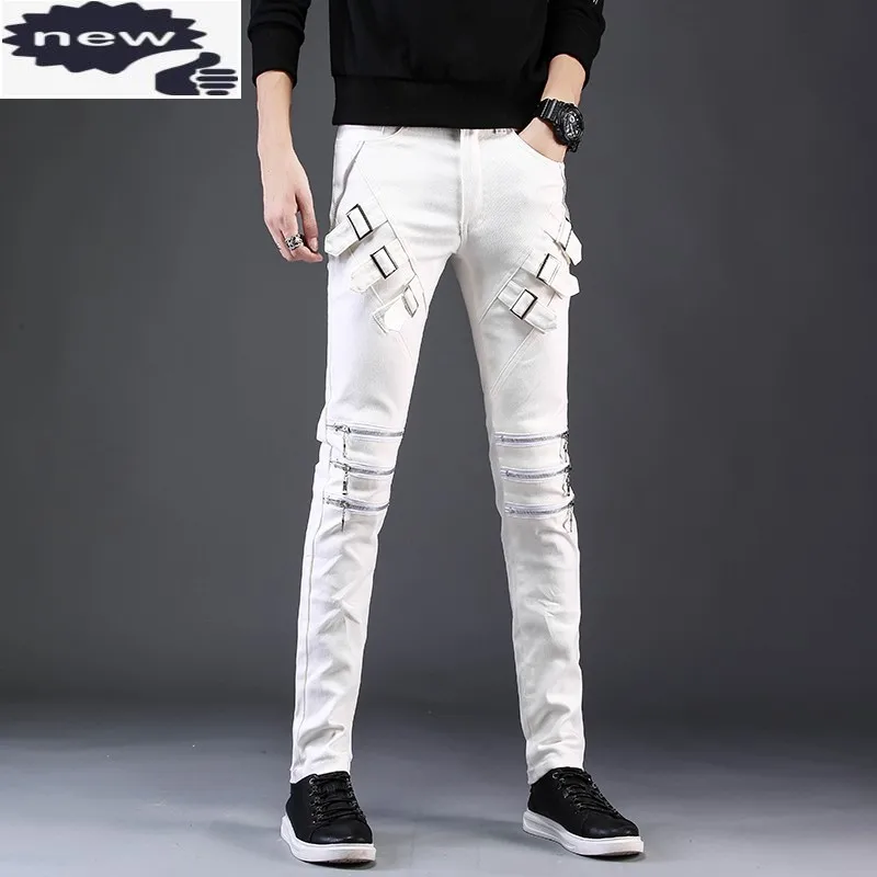 Autumn Men Slim Casual Trousers Fashion 2021 Zipper White Skinny Pencil High Street Summer New Stretch Biker Pants Male
Autumn Men Slim Casual Trousers Fashion 2021 Zipper White Skinny Pencil High Street Summer New Stretch Biker Pants Male