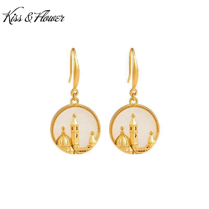 KISS&FLOWER ER425 Fine Jewelry Wholesale Fashion Woman Bride Mother Birthday Wedding Gift Round Castle 24KT Gold Drop Earrings
KISS&FLOWER ER425 Fine Jewelry Wholesale Fashion Woman Bride Mother Birthday Wedding Gift Round Castle 24KT Gold Drop Earrings