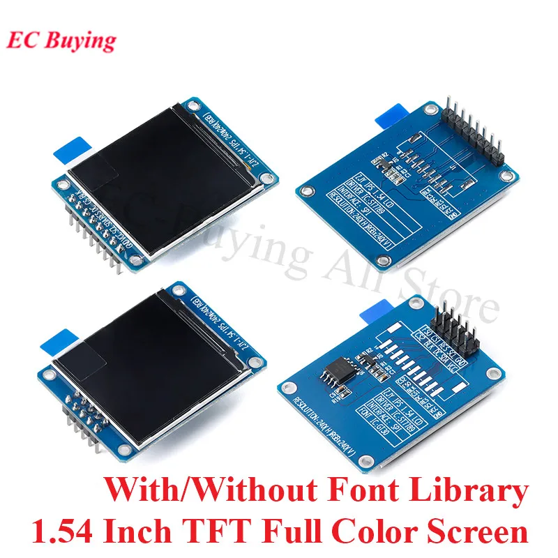 1.54 Inch 1.54" Full Color TFT Display Module HD IPS LCD LED Screen 240x240 SPI Interface ST7789 With/Without Font Library
1.54 Inch 1.54" Full Color TFT Display Module HD IPS LCD LED Screen 240x240 SPI Interface ST7789 With/Without Font Library