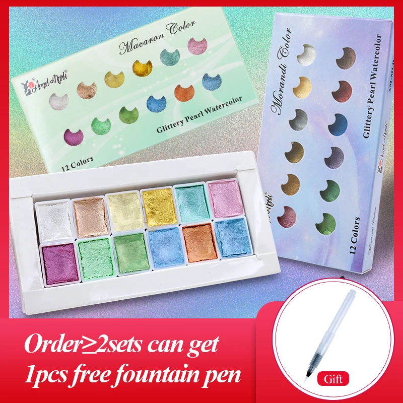 Angel Mark 12 Colors Pearlescent Watercolor Pigment Macaron/Metallic/Morandi Professional Drawing For Painting Art Supplies
Angel Mark 12 Colors Pearlescent Watercolor Pigment Macaron/Metallic/Morandi Professional Drawing For Painting Art Supplies