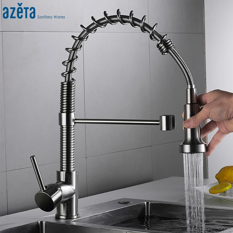 Azeta Kitchen Faucets Brushed Nickel Brass Faucet for Kitchen Tap Pull Out Kitchen Mixer 2-Function Water Outlet Tap AT9804BN
Azeta Kitchen Faucets Brushed Nickel Brass Faucet for Kitchen Tap Pull Out Kitchen Mixer 2-Function Water Outlet Tap AT9804BN