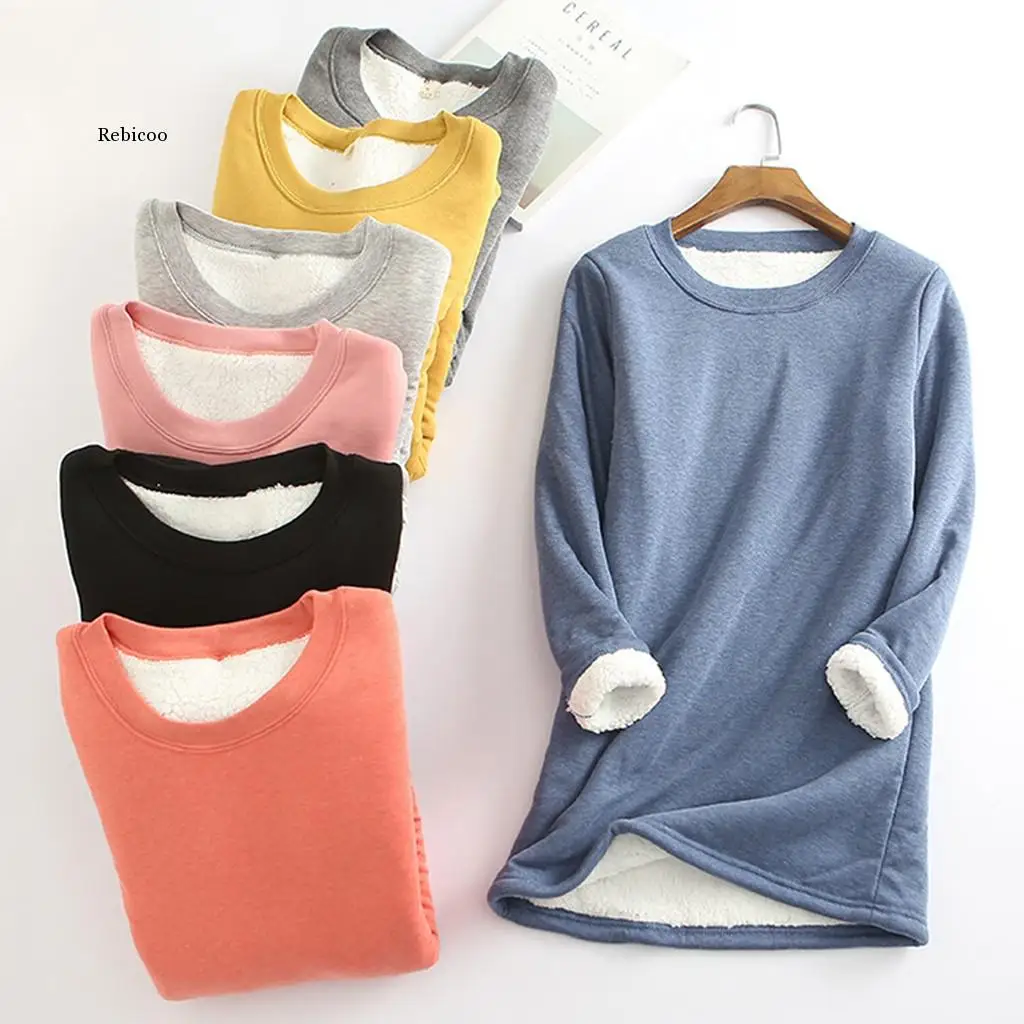 Winter Women Thick Fleece Sweatshirt Velvet Warm Solid O-Neck Underwear Blouse Tops
Winter Women Thick Fleece Sweatshirt Velvet Warm Solid O-Neck Underwear Blouse Tops