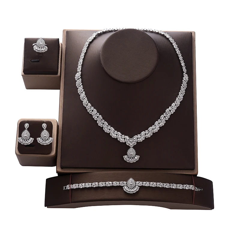 Jewelry Set HADIYANA Fan Shape Women Wedding Accessories Party Necklace Earrings Ring And Bracelet Set Zricon CNY0090 Bisuteria
Jewelry Set HADIYANA Fan Shape Women Wedding Accessories Party Necklace Earrings Ring And Bracelet Set Zricon CNY0090 Bisuteria