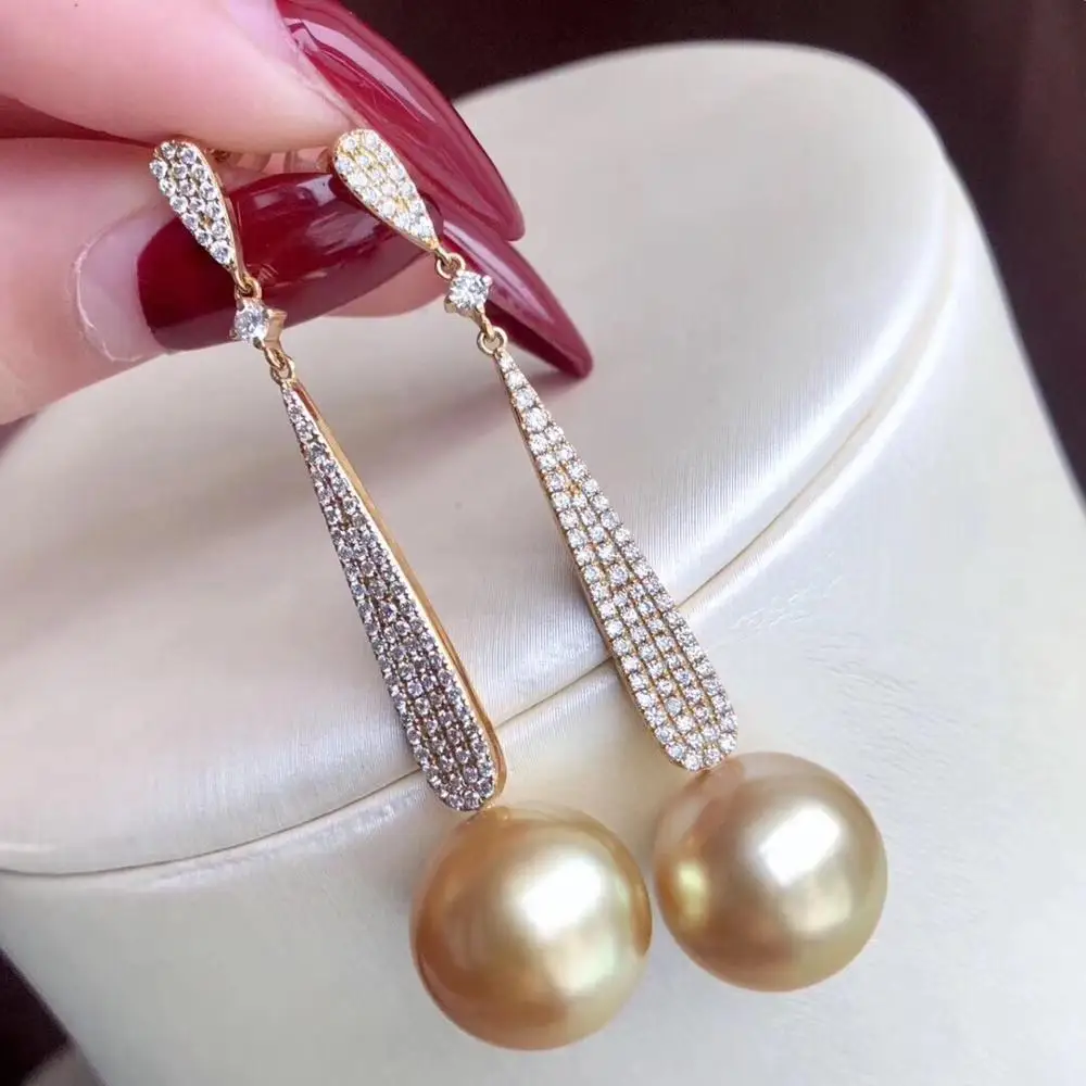 Pure 925 Sterling Silver Fine Jewelry Fresh Water Golden 9-10mm Round Pearl Dangle Earrings for Women Fine Pearl Earrings
Pure 925 Sterling Silver Fine Jewelry Fresh Water Golden 9-10mm Round Pearl Dangle Earrings for Women Fine Pearl Earrings