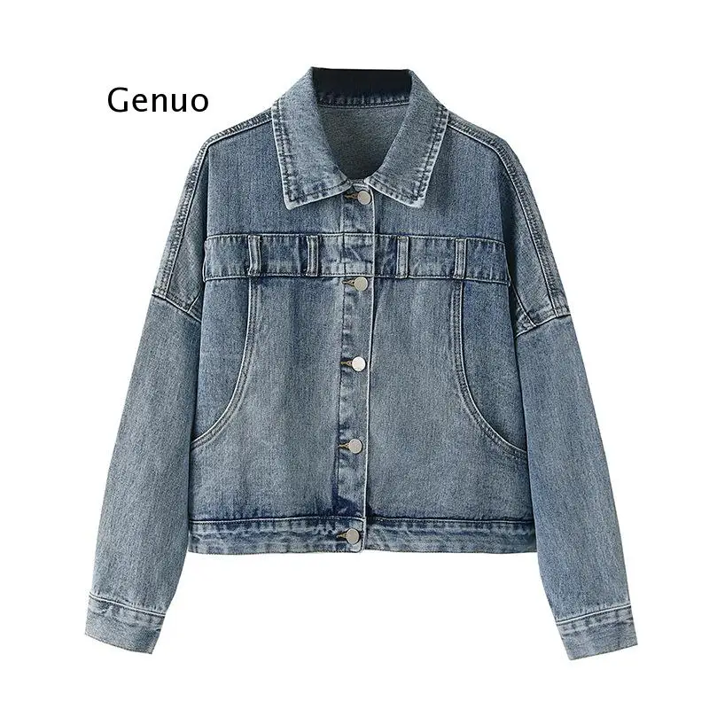 Turn Down Collar Long Sleeve Denim Jacket Women Back Split Design Button Feminino Pocket Korean Coat Spring
Turn Down Collar Long Sleeve Denim Jacket Women Back Split Design Button Feminino Pocket Korean Coat Spring