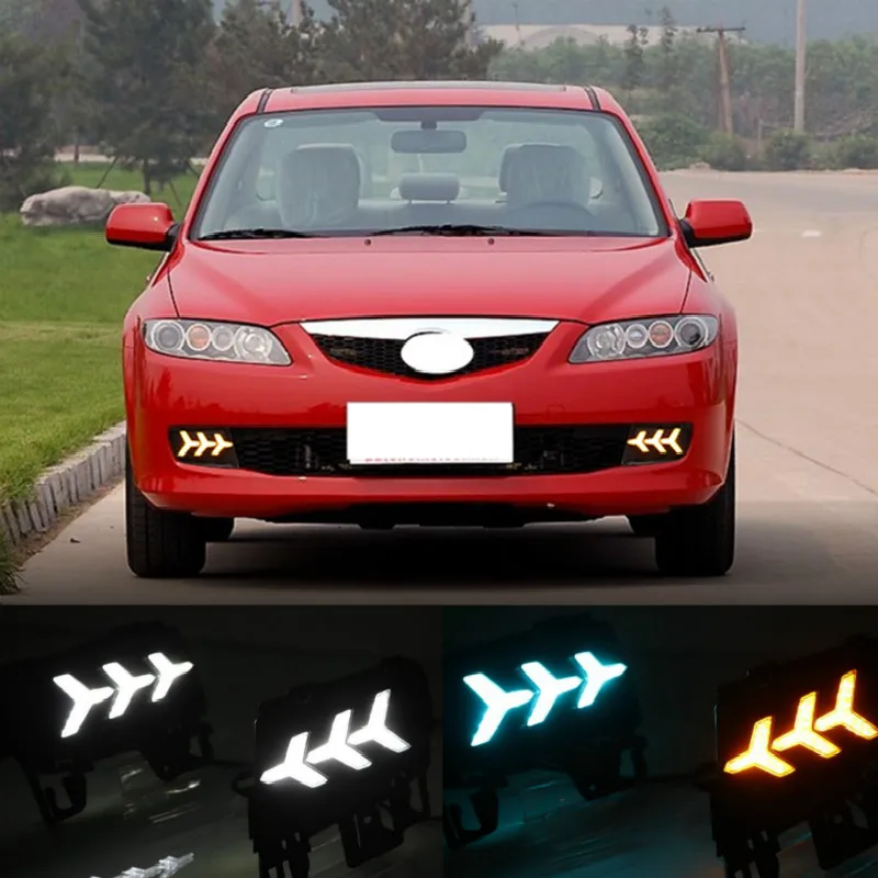2pcs LED DRL Daytime Running Light Daylight With Yellow Turn Signal and Blue night light For Mazda 6 Mazda6 2006 2007 2008 2009
2pcs LED DRL Daytime Running Light Daylight With Yellow Turn Signal and Blue night light For Mazda 6 Mazda6 2006 2007 2008 2009