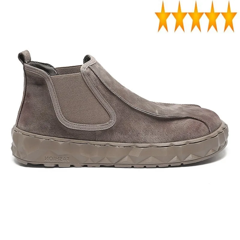 Leather Genuine Street Short Retro Mens Slip On Platform Shoes Round Toe Chelsea Male Japanese Fashion Ankle Boots 
Leather Genuine Street Short Retro Mens Slip On Platform Shoes Round Toe Chelsea Male Japanese Fashion Ankle Boots