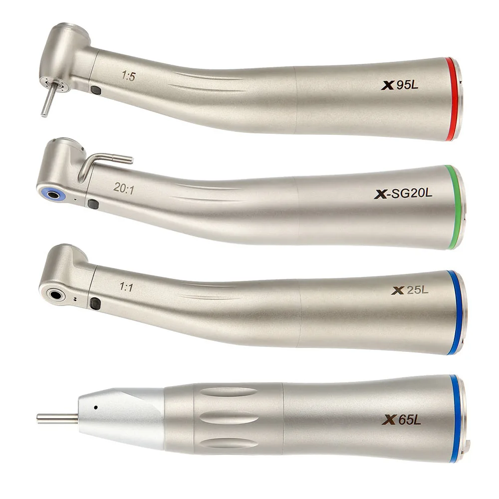 Straight Contra Angle Max X25L/X95L Dental Fiber Optic Contra Angle Low Speed Handpiece 1:1/1:5/20:1 high speed Air Turbine
Straight Contra Angle Max X25L/X95L Dental Fiber Optic Contra Angle Low Speed Handpiece 1:1/1:5/20:1 high speed Air Turbine