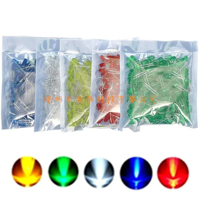 1000Pcs 5mm LED blue green yellow red white round LED light-emitting diode mixed kit
1000Pcs 5mm LED blue green yellow red white round LED light-emitting diode mixed kit