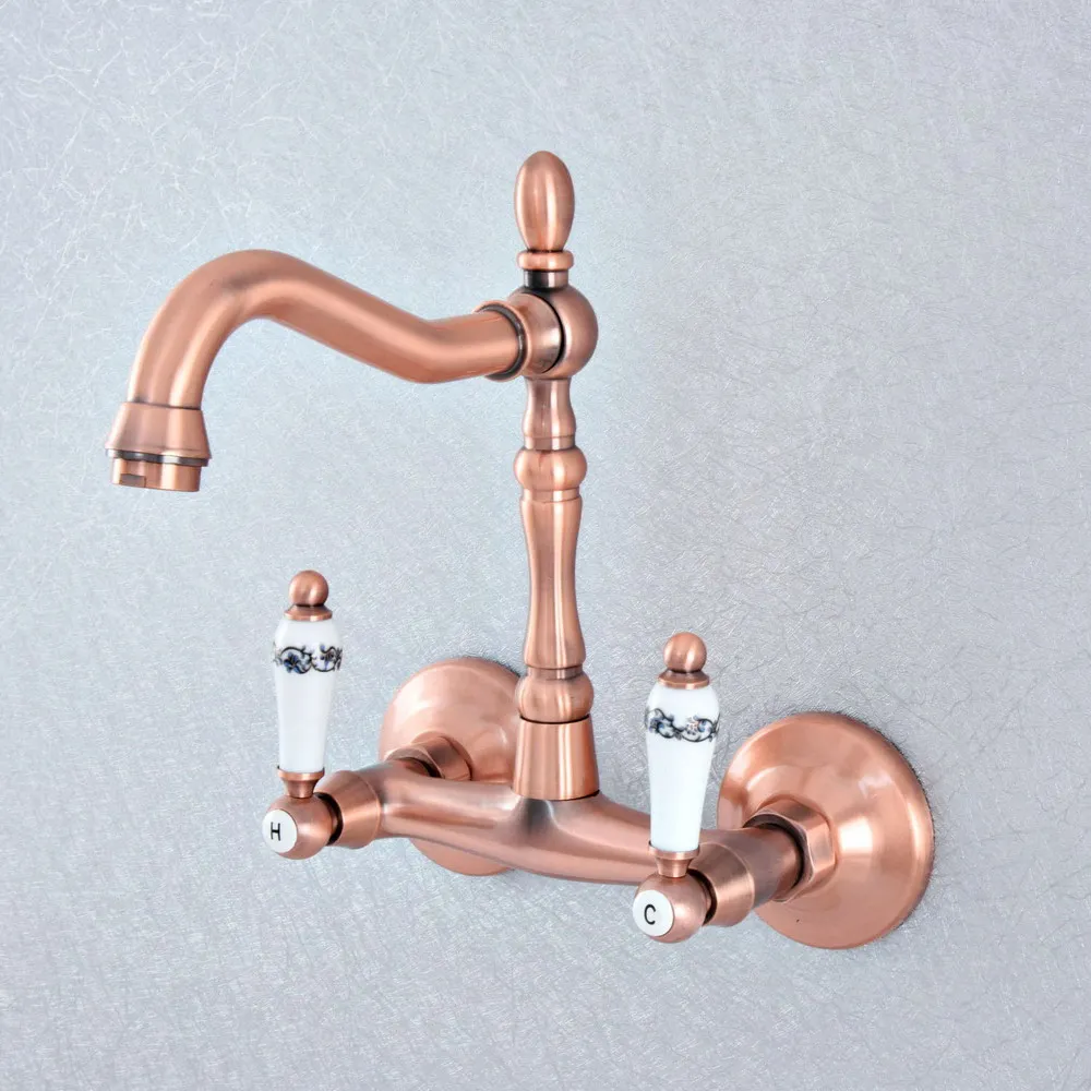 360 Swivel Antique Red Copper Bathroom Basin Sink Mix Tap Dual Handles Wall Mounted Kitchen Basin Sink Mixer Faucet zsf870
360 Swivel Antique Red Copper Bathroom Basin Sink Mix Tap Dual Handles Wall Mounted Kitchen Basin Sink Mixer Faucet zsf870