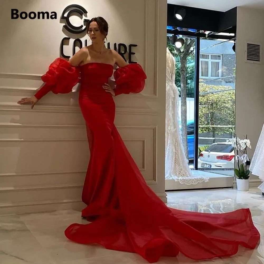 Booma Red Organza Mermaid Prom Dresses Off the Shoulder Puff Sleeves Formal Evening Gowns Long Detachable Train Party Dresses
Booma Red Organza Mermaid Prom Dresses Off the Shoulder Puff Sleeves Formal Evening Gowns Long Detachable Train Party Dresses