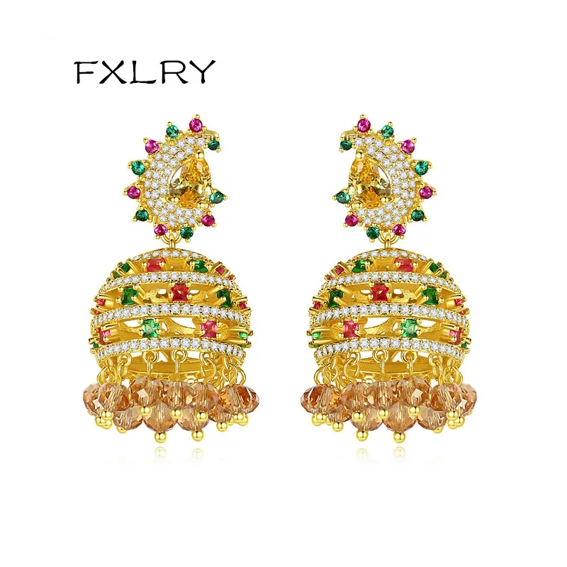 FXLRY New Elegant Multicolor Shiny AAA Cubic Zircon Bell Delicated Tassel Big Drop Earrings for Women Bridals Fashion Jewelry
FXLRY New Elegant Multicolor Shiny AAA Cubic Zircon Bell Delicated Tassel Big Drop Earrings for Women Bridals Fashion Jewelry