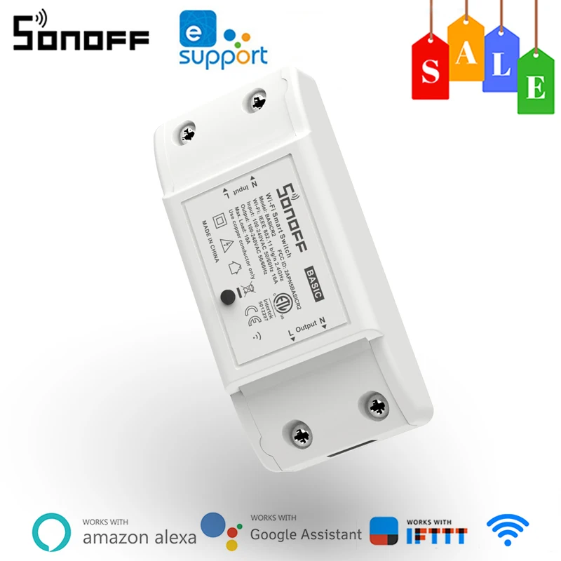 Смарт-переключатель SONOFF BasicR2 с поддержкой Wi-Fi и управлением через приложение Ewelink
Смарт-переключатель SONOFF BasicR2 с поддержкой Wi-Fi и управлением через приложение Ewelink