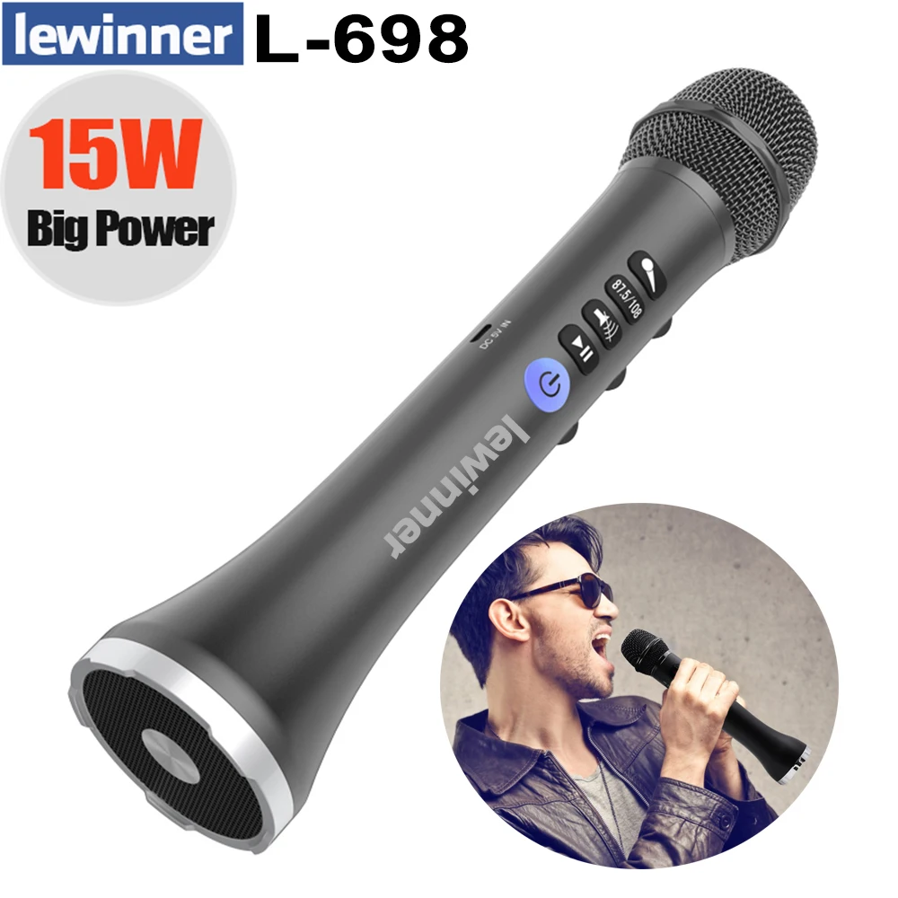 Профессиональный микрофон Lewinner L-698, 15 Вт, караоке, портативный беспроводной Bluetooth-динамик для iOS/Android
Профессиональный микрофон Lewinner L-698, 15 Вт, караоке, портативный беспроводной Bluetooth-динамик для iOS/Android
