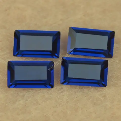 5A Quality 114# Dark Blue Spinel Synthetic Gems Rectangle Parallel Emerald Shape Loose Baguette Cut Sapphire Stone For Jewelry