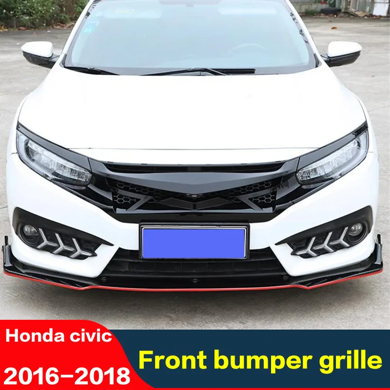 For Racing Grills Honda Civic Glossy Black ABS Front Bumper Hood Mesh Grille Decoration Refit 2016 2017 2018 Year
For Racing Grills Honda Civic Glossy Black ABS Front Bumper Hood Mesh Grille Decoration Refit 2016 2017 2018 Year