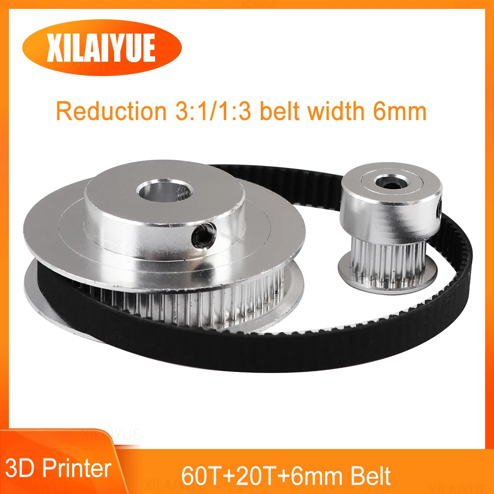 GT2 Timing Belt Pulley 60teeth 20teeth 5mm/8mm Reduction 3:1/1:3 belt width 6mm for 3D printer accessories
GT2 Timing Belt Pulley 60teeth 20teeth 5mm/8mm Reduction 3:1/1:3 belt width 6mm for 3D printer accessories