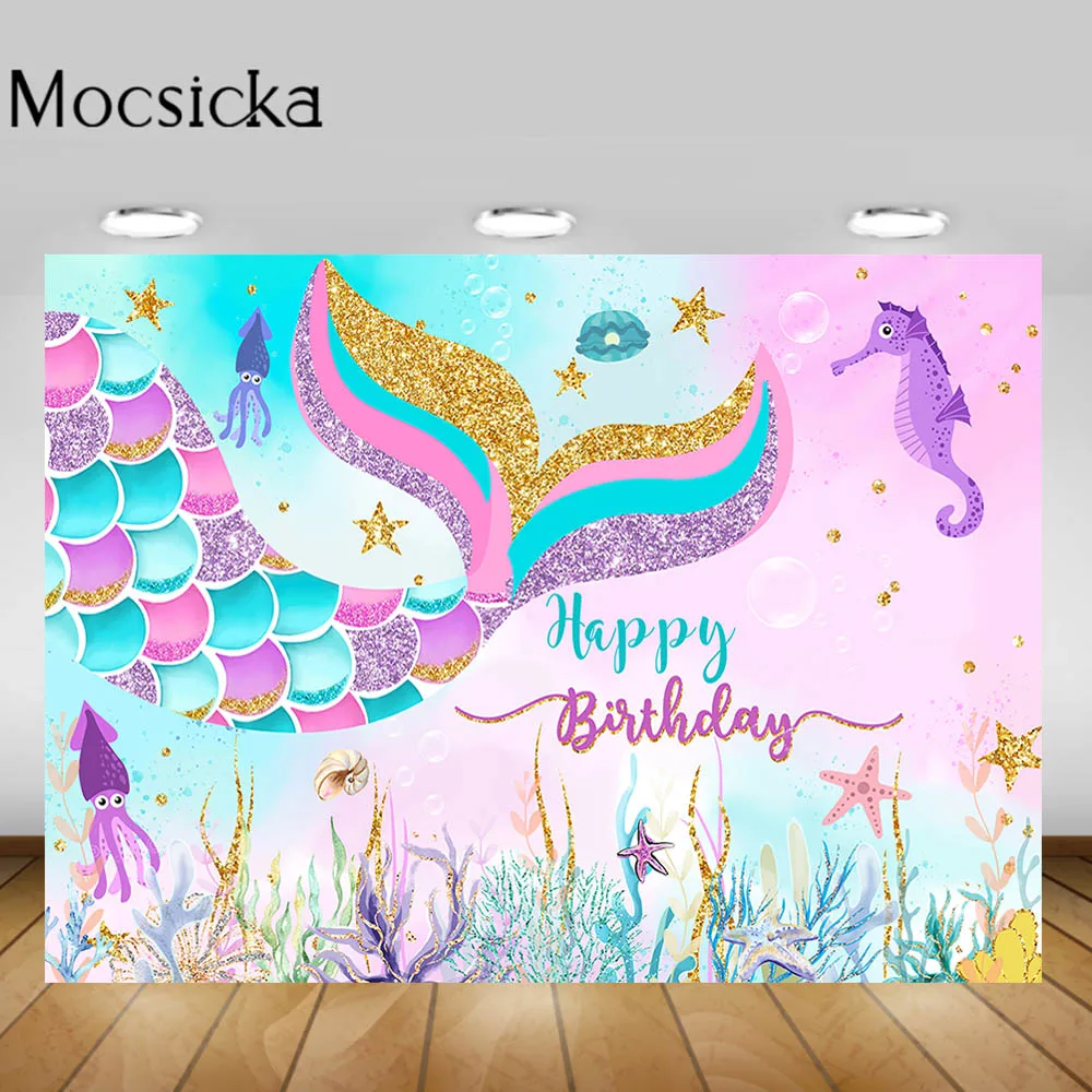 Mocsicka Mermaid Theme Birthday Backdrop Princess Underwater World Birthday Party Photography Background Decoration Studio Props
Mocsicka Mermaid Theme Birthday Backdrop Princess Underwater World Birthday Party Photography Background Decoration Studio Props