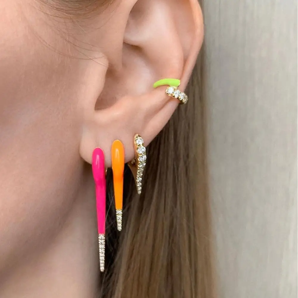 Colorful fashion women jewelry Gold color fluorescent Neon enamel summer women huggie spike hoop earring
Colorful fashion women jewelry Gold color fluorescent Neon enamel summer women huggie spike hoop earring