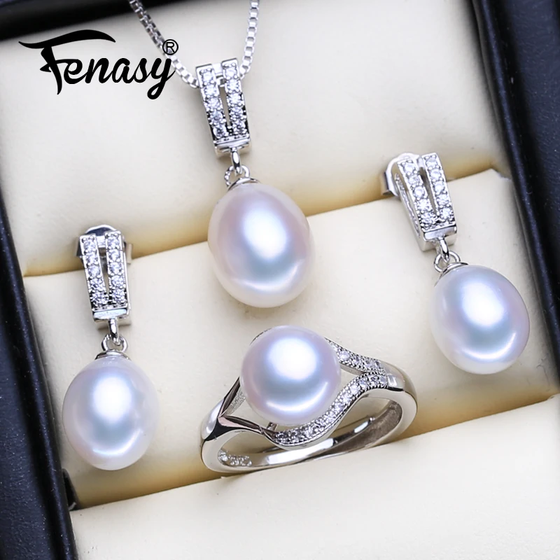 FENASY Natural Freshwater Pearl Pendant Necklaces Drop Earrings 925 Sterling Silver Rings Wedding Jewelry Sets Gifts For Women
FENASY Natural Freshwater Pearl Pendant Necklaces Drop Earrings 925 Sterling Silver Rings Wedding Jewelry Sets Gifts For Women