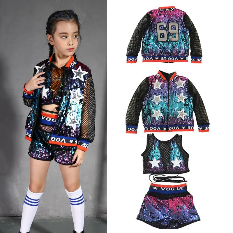 Girls boys jazz hip hop dancewear children tops shorts 3pcs sets sequin fashion long sleeve coats teens clothes
Girls boys jazz hip hop dancewear children tops shorts 3pcs sets sequin fashion long sleeve coats teens clothes
