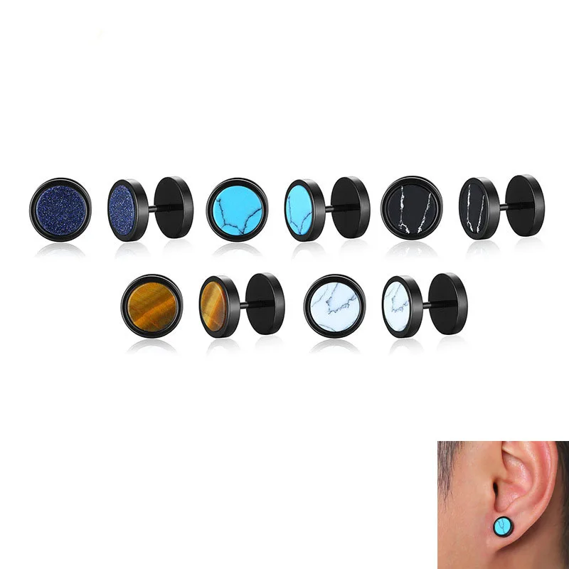 Punk Style Men Black Stainless Steel Ear Stud Fashion Blue Sand Stone Dumbbell Earrings Jewelry Gift
Punk Style Men Black Stainless Steel Ear Stud Fashion Blue Sand Stone Dumbbell Earrings Jewelry Gift