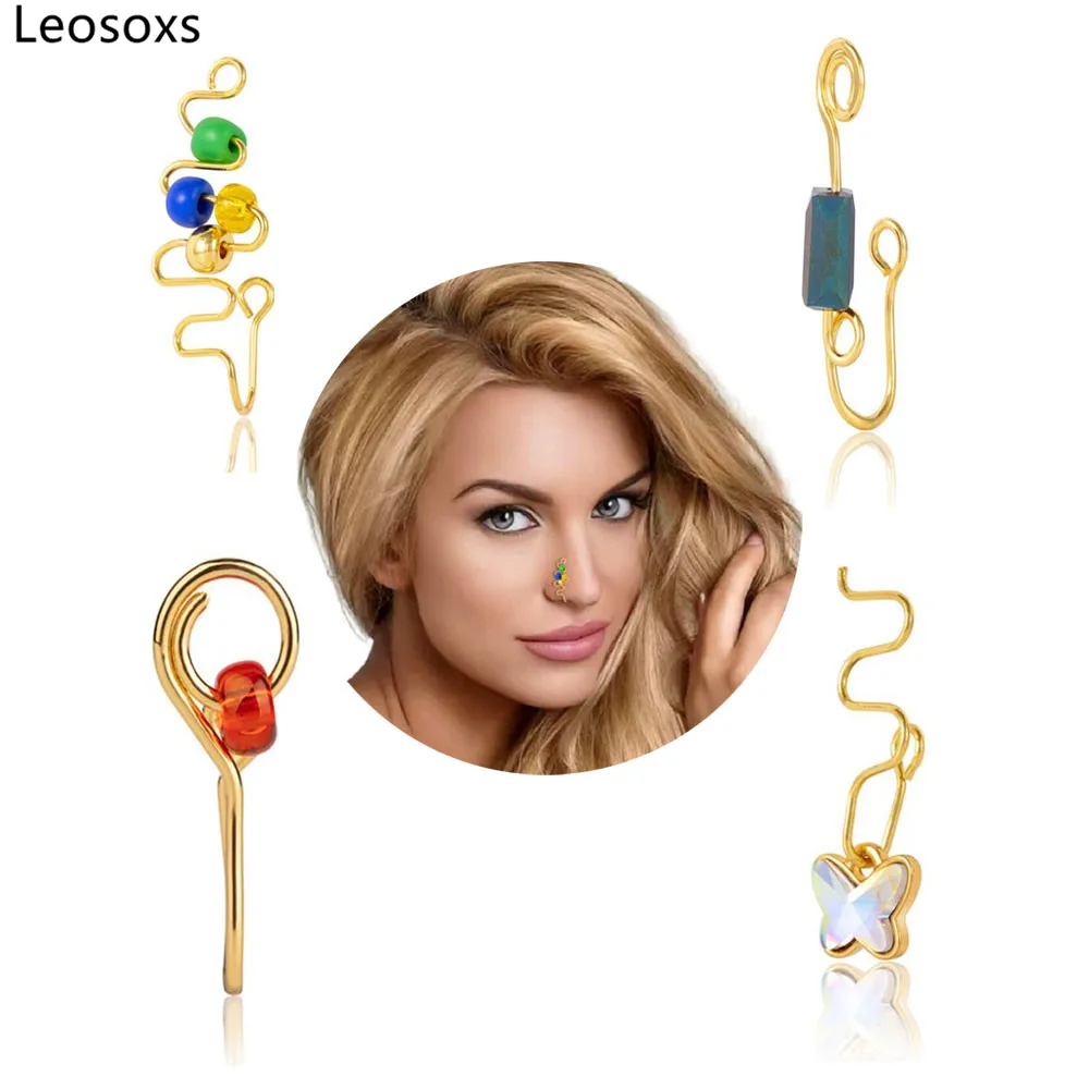 Leosoxs 1pc New Piercing Jewelry Stainless Steel Gold Nose Clip Acrylic Beaded Butterfly Free Perforation Fake Nose Ring
Leosoxs 1pc New Piercing Jewelry Stainless Steel Gold Nose Clip Acrylic Beaded Butterfly Free Perforation Fake Nose Ring