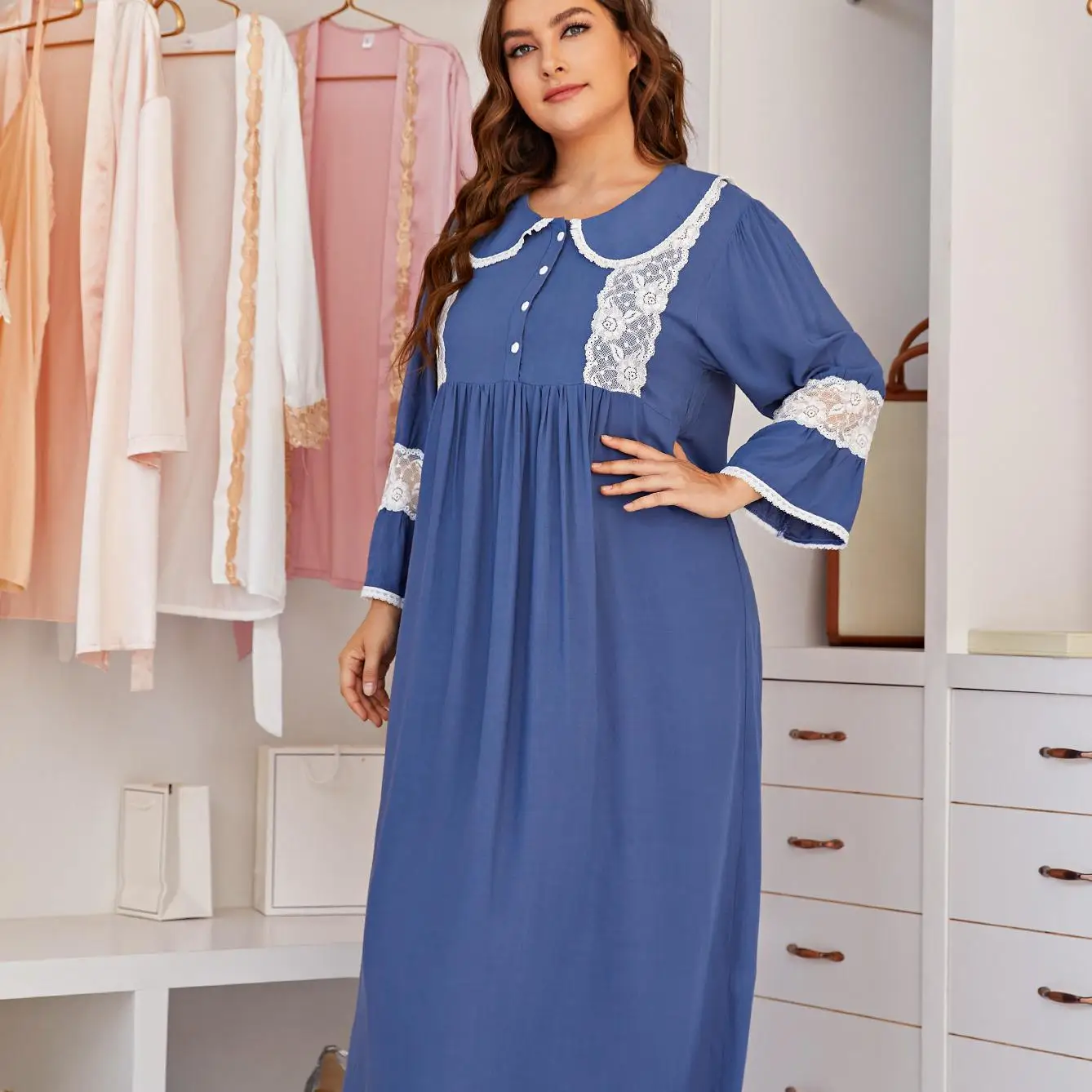 Spring Summer Sleepwear Doll Collar Cotton Women Long Nightgown Cute Lace Nightdress PLUS SIZE Home Clothing Intimate Lingerie
Spring Summer Sleepwear Doll Collar Cotton Women Long Nightgown Cute Lace Nightdress PLUS SIZE Home Clothing Intimate Lingerie