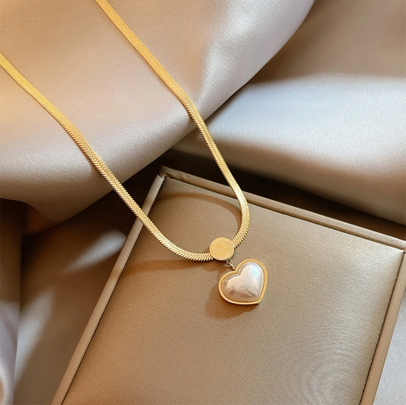 MEYRROYU Stainless Steel Gold Color Pearl Heart Necklaces For Women Chokers 2021 Trendy Fashion Festival Gift Party Gift Jewelry
MEYRROYU Stainless Steel Gold Color Pearl Heart Necklaces For Women Chokers 2021 Trendy Fashion Festival Gift Party Gift Jewelry