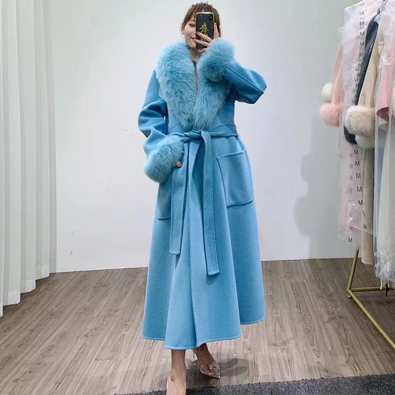 Long Women Wool Blended Coat With Real Fox Fur Collar Female Long Sleeve Warm Autumn Wool Jacket Female Long Coats Real Fur
Long Women Wool Blended Coat With Real Fox Fur Collar Female Long Sleeve Warm Autumn Wool Jacket Female Long Coats Real Fur