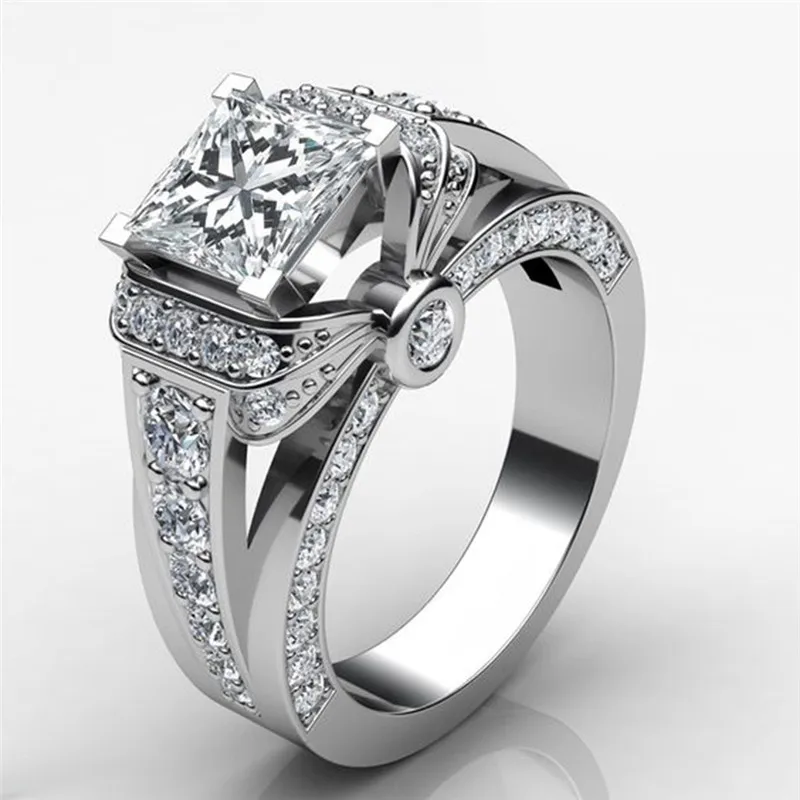 Luxury Women's Square Cubic Zirconia Ring Jewelry Stainless Steel Bridal Engagement Rings Wedding Band Size 6-10
Luxury Women's Square Cubic Zirconia Ring Jewelry Stainless Steel Bridal Engagement Rings Wedding Band Size 6-10