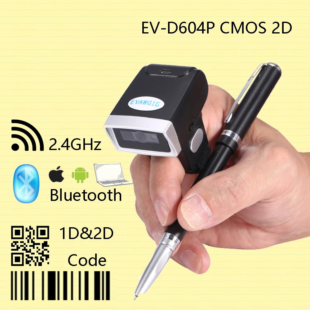 Bluetooth Wireless 2D Ring Scanner Windows IOS Android Bluetooth Scanner Portable Barcode Scanner Mini code scanner EVAWGIB
Bluetooth Wireless 2D Ring Scanner Windows IOS Android Bluetooth Scanner Portable Barcode Scanner Mini code scanner EVAWGIB