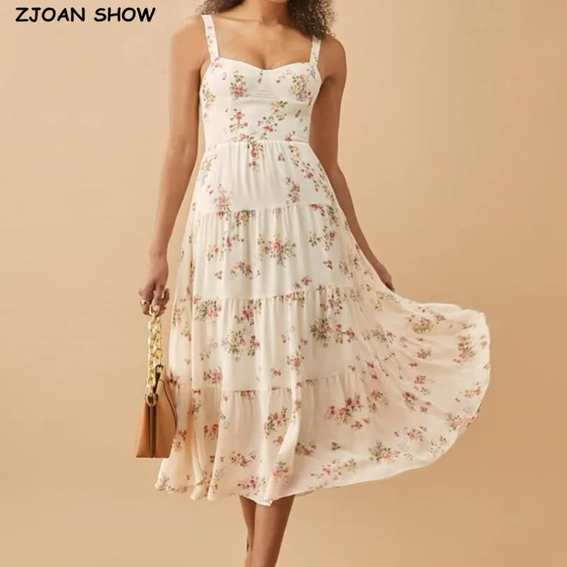 2021 Summer French Vintage Floral Print Women Dress Stitching Pleated Hem Sleeveless midi Dresses Beach Holiday Robe vestidos
2021 Summer French Vintage Floral Print Women Dress Stitching Pleated Hem Sleeveless midi Dresses Beach Holiday Robe vestidos