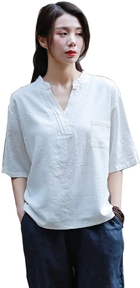 Shanghai Story V-Neck Linen Tops Short Sleeve Hi-Low Hem Shirt with Pocket 4 Color
Shanghai Story V-Neck Linen Tops Short Sleeve Hi-Low Hem Shirt with Pocket 4 Color